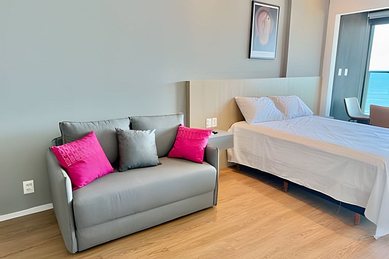 Lindo studio com vista mar