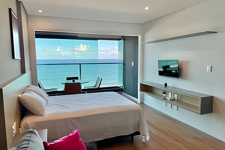 Lindo studio com vista mar