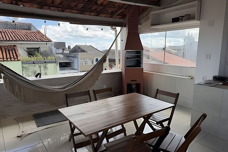 Triplex no Centro Histórico: Vista e Churrasqueira