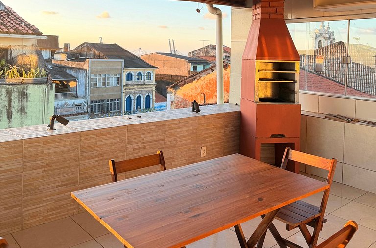 Triplex no Centro Histórico: Vista e Churrasqueira